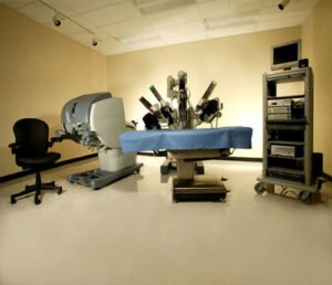 Typical operating suite for robot assisted surgery

